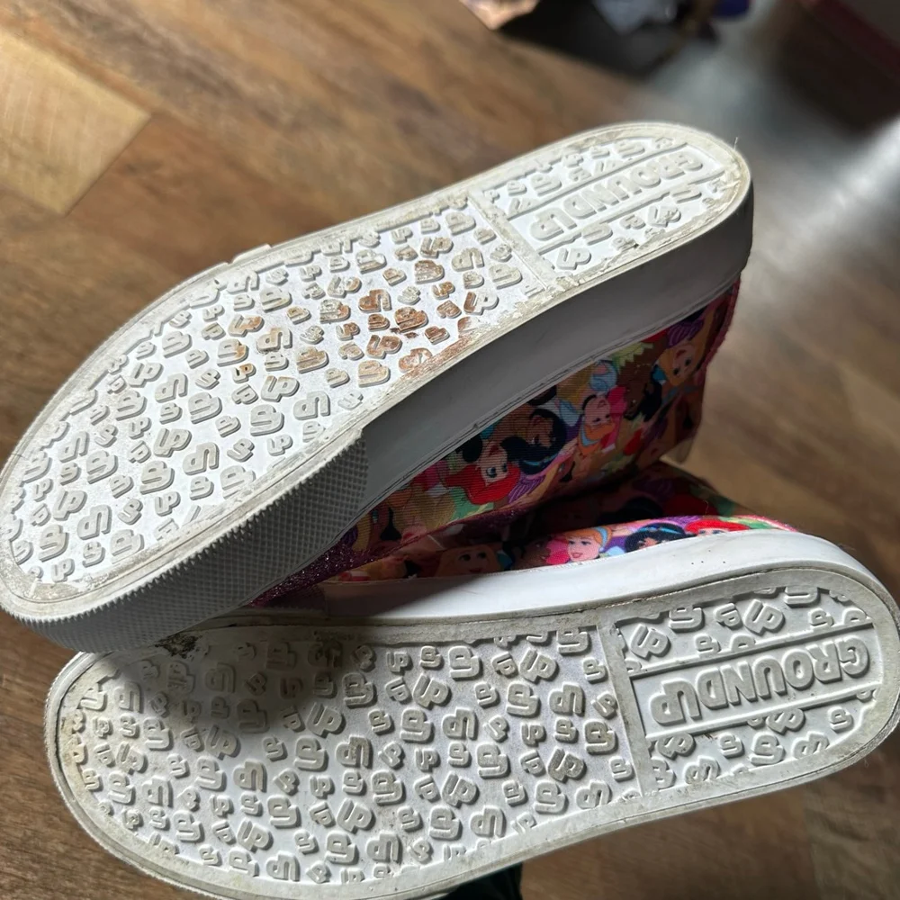 Girls Disney Princess Glitter High Top Sneakers Pink White